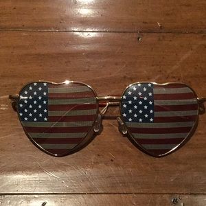 American flag with hart lenses glasses